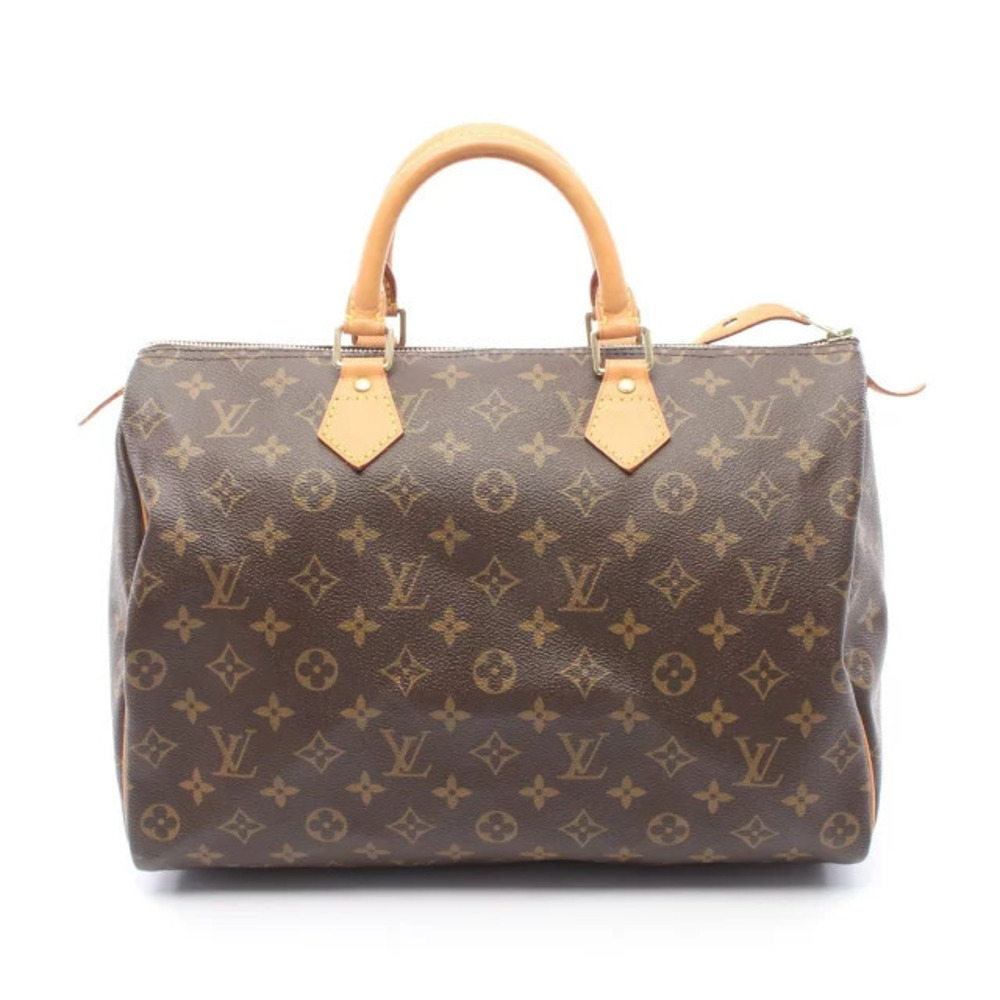 Louis Vuitton Speedy Handbag Canvas Leather Monogram Brown